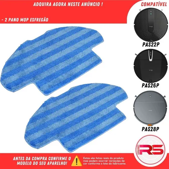 Kit 2 Panos Mop Esfregão Flanela para Robo Aspirador COMPATÍVEL-PHILCO PAS22P PAS26P PAS28P