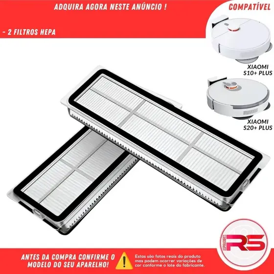 Kit 2 Filtros Hepa Robo Aspirador Xiaomi S10+ X10+ S20+ X20+ Plus