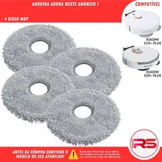 Kit 4 Discos Mop Robo Aspirador Xiaomi S10+ X10+ S20+ X20+ Plus