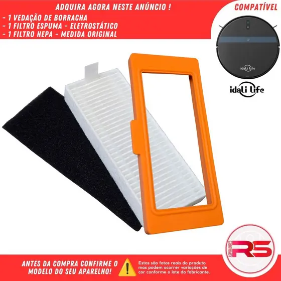Filtro Hepa Borracha Vedação Espuma Eletrostática Para Robô Aspirador IDALI LIFE V3S PRO DF-ILRO066