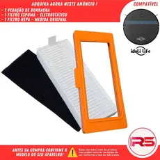 Filtro Hepa Borracha Vedação Espuma Eletrostática Para Robô Aspirador IDALI LIFE V3S PRO DF-ILRO066