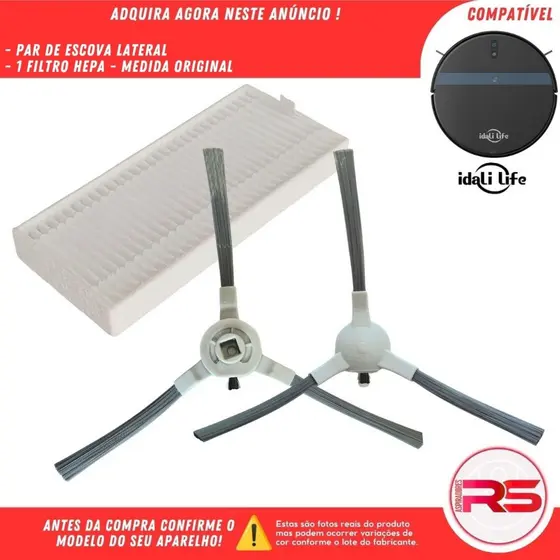 Par Escova Frontal FIltro Hepa para Robô Aspirador IDALI LIFE V3S PRO DF-ILRO066