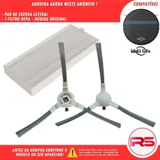 Par Escova Frontal FIltro Hepa para Robô Aspirador IDALI LIFE V3S PRO DF-ILRO066
