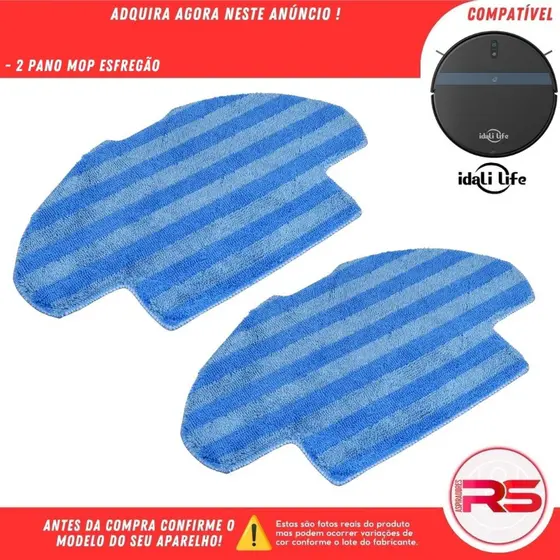 Kit 2 Panos Mop Esfregão Flanela para Robo Aspirador  IDALI LIFE V3S PRO DF-ILRO066