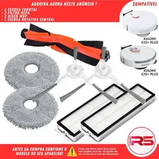 Kit Escova Central 2 Escovas 2 Filtro 2 Disco Mop Robo Aspirador Xiaomi S10+ X10+ S20+ X20+ Plus