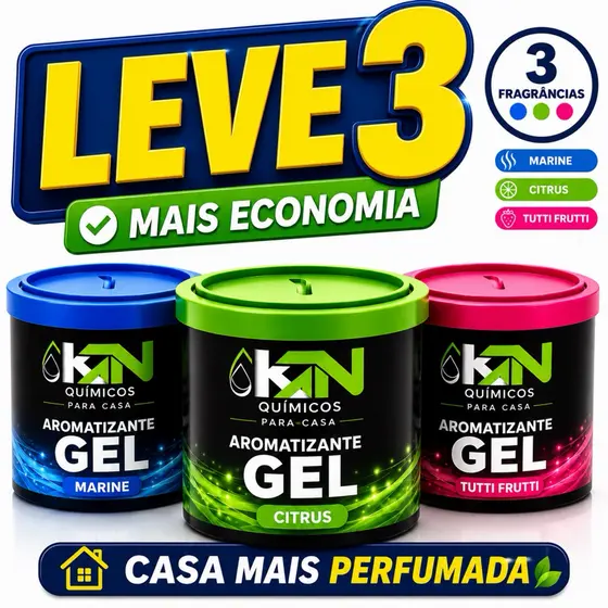 Kit 3 Aromatizante Gel Para Casa Banheiro Quarto Cheirinho Ambiente Longa Duração