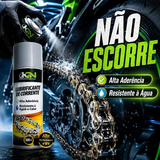 Lubrificante de Corrente KN Spray 300ml Alta Aderência Resistente à Água e Calor Moto