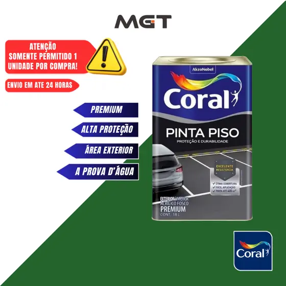 TINTA ACRÍLICA CORAL PINTA PISO ALTA RESISTÊNCIA CORES 18L