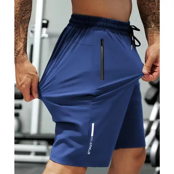 Shorts Atléticos e Calções  Masculinos com Secagem Rápida - Leggings Respirantes para Treino com Fecho em Zíper,