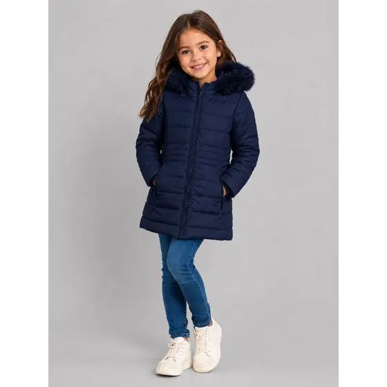 Casaco Acolchoado de Inverno para Meninas 2026, Novo Casaco Longo Acolchoado Espessado, Jaqueta Acolchoada Casual
