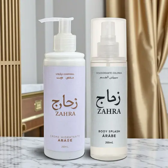 Kit Árabe Luxuoso Zahra Body Splash + Creme Hidratante Corporal 200ml Feminino.