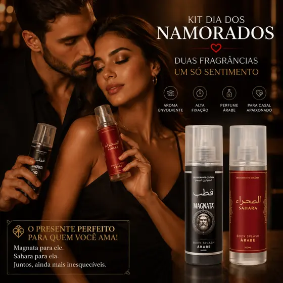 Kit Dia dos Namorados Body Splash Árabe Magnata + Sahara 200ml cada