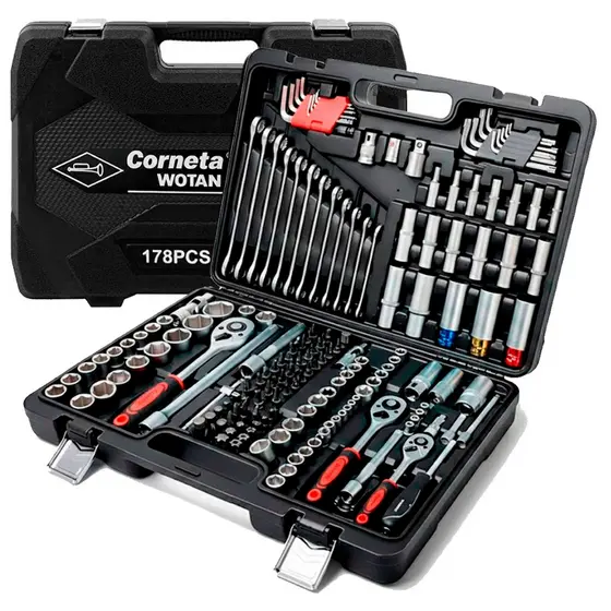 Kit Jogo Maleta De Ferramentas 178 Peças Cromo Vanádio - Corneta