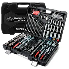 Kit Jogo Maleta De Ferramentas 178 Peças Cromo Vanádio - Corneta