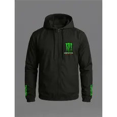 Jaqueta Corta Vento Masculina Monster Bike Moto Capuz Bolso Zíper Aspen Semi Impermeável Viagem