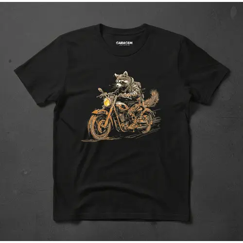 Camiseta Premium 100% Algodão Rocket Raccoon Guaxinim Moto Custom