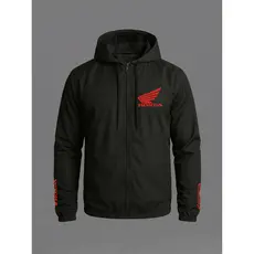 Jaqueta Corta Vento Masculina Moto Honda Com Capuz Bolso Zíper Aspen Semi Impermeável Viagem África Twin CB XRE