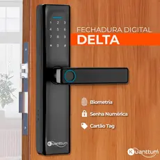 Fechadura Digital Kuanttum Delta Embutir Biometria Senha Tag RFID IP44 Touch Porta Madeira Stand Alone Alumínio
