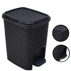 Kit até  2 Lixeira com Pedal Rattan 7 Litros Preto Arqplast – Estilo, Resistência e Praticidade.