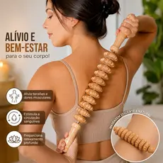 Rolo Bastão Massageador Manual Espiga Madeira Maderoterapia Corporal Anticelulite Relaxamento