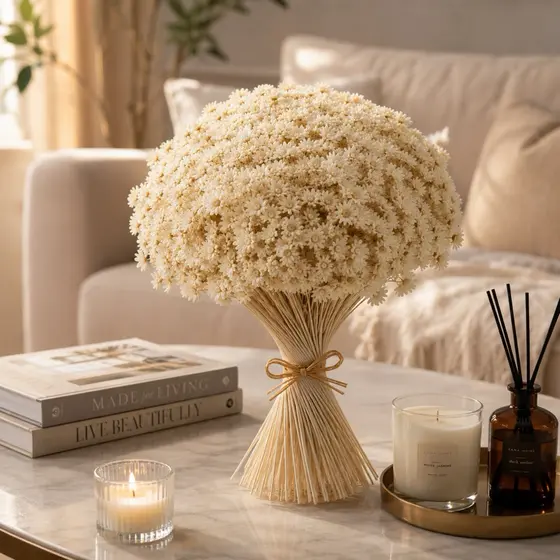 Buquê Sempre-Vivas 150, Flores Secas Decoração Casa Sala Mesa Centro Arranjos Florais Chic