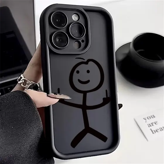 Capinha Capa Celular Padrão de stickman engraçado para iPhone Samsung 11 12 13 14 15 16 17 Promax S25 S24 S23 A73 A72
