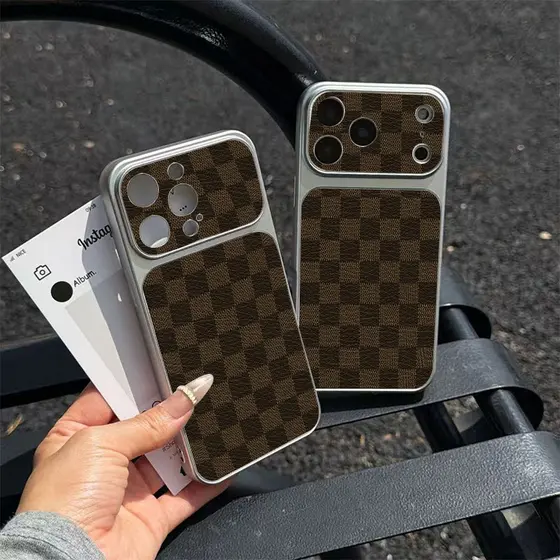 Capinha Para iphone Efeito de textura de pele quadriculada Para iphone 12 13 14 15iPhone16 17 Air Plus 13promax 17promax