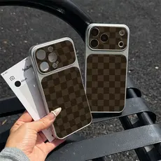 Capinha Para iphone Efeito de textura de pele quadriculada Para iphone 12 13 14 15iPhone16 17 Air Plus 13promax 17promax
