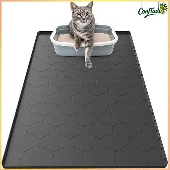 87*57cm Tapete de Silicone para Pets - Impermeável, compatível com areia para gatos, fácil de limpar resistente umidade
