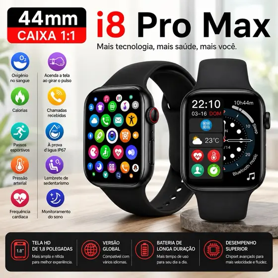 SmartWatch I8 Pro Max Relógio à prova d'água inteligente Bluetooth Call Heart Rate Smartwatch