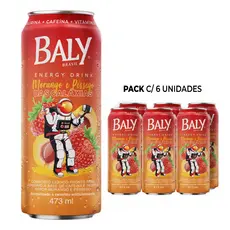Pack Energético Baly Energy Drink Morango e Pêssego 473ml