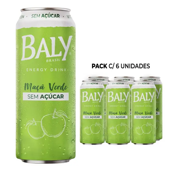 Pack Energético Baly Energy Drink Maçã Verde Sem Açucar 473ml