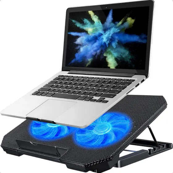 Suporte Base 2 Coolers Refrigerada para Notebook Ventoinhas Fans Potentes Mesa Laptop