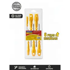 Kit de Chave Fenda e Philips Jogo Com 6 Peças Aço Tramontina Profissional Master