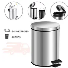 Lixeira de Aço Inox 5 Litros Ideal Para Banheiro, Cozinha e Escritório com balde removível