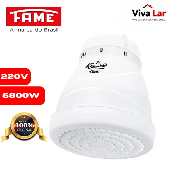Chuveiro Ducha Kibanho 4 Temp 220v 6800w Super Quente - Fame