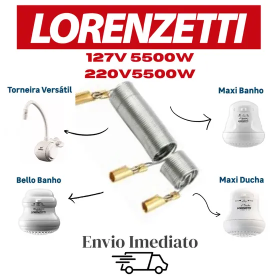 Resistencia Lorenzetti Maxi Ducha 220V ou 127V 5500W 3 Temperaturas  Resistência Para Lorenzetti