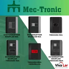 Tomada e Interruptor Simples Linha Black Mec-Tronic 10A, 20A, 4x2