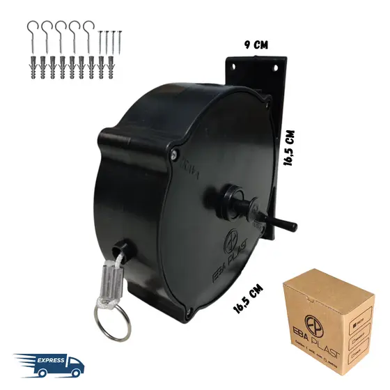 Varal retrátil / recolhível com corda de 15 e 30 metros preto ou branco resistente uso interno e externo