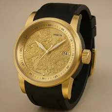 Relógio Dragão Invicta Dourado Pulseira l | Edição Limitada, Automático, Caixa Luxo, Premium
