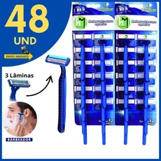 Kit 48 Aparelhos de Barbear 3 Lâminas com Fita Lubrificante – Barbeador Descartável