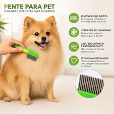 Pente Fino Anti-Pulgas e Carrapatos para Pet - Remove Pelos Mortos 14cm