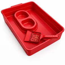 Kit Caixa de Areia para Gatos Bandeja +  Comedouro  + Pá Higiênica