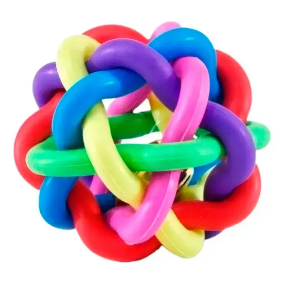 Bola Trançada Multicolor Sonoro Pet Borracha com Guizo