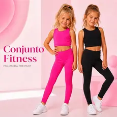 Kit 2 Conjunto Fitness Menina Infantil Menina  Criança Kit 2 Calça Legging Top Corrida Dança Parque Escola
