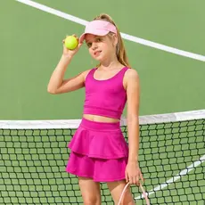 Conjunto Infantil Feminino Poliamida Premium Top Short Saia Passeio Escola Moda Fitness Kids