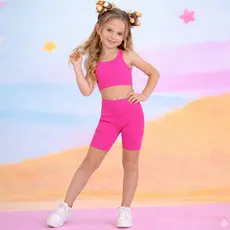 Conjunto Infantil Menina Treino Legging Short  Academia Feminino Fitness Exercicio Poliamida Esporte