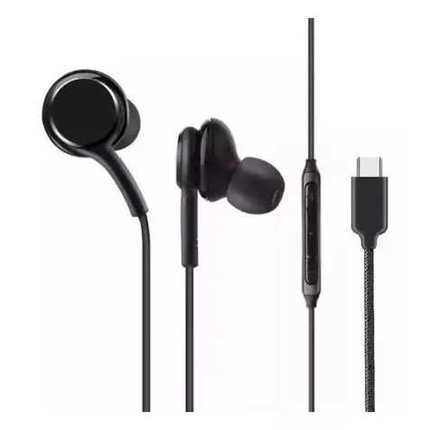 Fone de Ouvido com Fio Premium USB-C (Tipo-C) – Áudio Profissional, Microfone, À Prova de Suor