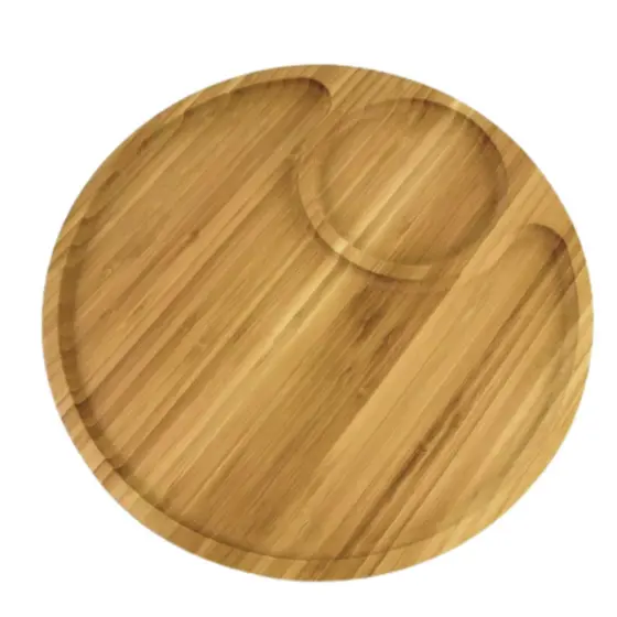 Tábua Petisqueira Redonda com 2 Divisórias – 30cm de Diâmetro, MDF Queijos, Frios, Frutas, Petiscos