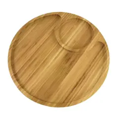 Tábua Petisqueira Redonda com 2 Divisórias – 30cm de Diâmetro, MDF Queijos, Frios, Frutas, Petiscos